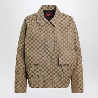 Gucci Beige/brown GG fabric bomber jacket
