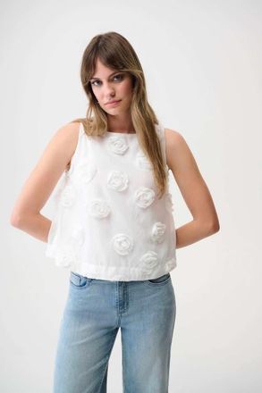 Joseph Ribkoff Novelty Sleeveless Top With 3D Floral Embroidery in Off-White at Nordstrom, Size 10