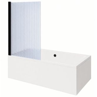 Vitra Ba&ntilde;era Rectangular Vitra Neon De 180x80 Cm + Mampara De Ba&ntilde;o Aurys Raywall Izquierda, Negro Mate, Perfil Izquierdo + Desag&uuml;e Negro Mate