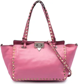 Valentino Pre-owned Valentino Small Leather Rockstud Trapeze Satchel Ladies DFSGQYWR34BBPE1Y