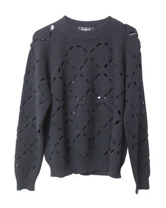 Versace Versace trui met laseruitsnijdingen in zwarte wol