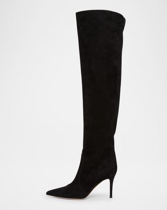 Gianvito Rossi Hansen Suede Pointed-Toe Knee Boots