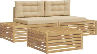 vidaXL 4 Uds. Conjunto De Sof&aacute;s De Exterior Poli&eacute;ster Blanco Vidaxl
