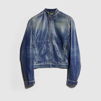 Gucci Cotton Denim Jacket With Coating, Size 48 IT, Blue