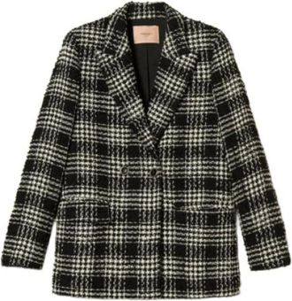 Twinset Boucl&eacute; Check Blazer - Dames - Blazers - Veelkleurig - XL - Katoen - Jassen
