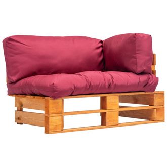 vidaXL Sof&aacute; De Jard&iacute;n De Palets Con Cojines Rojos Madera De Pino Vidaxl