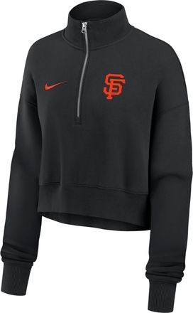 Nike San Francisco Giants Phoenix Nike Womens MLB Cropped 1/4-Zip Crew in Black | 01N900AGIA-LMW