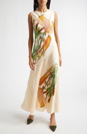 Ulla Johnson Gaea Botanical Silk Midi Dress in Inner Nature at Nordstrom, Size 6