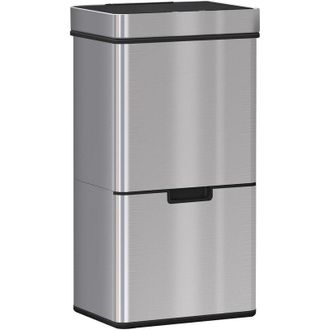 HOMCOM Homcom - Cubo De Basura Cocina 72l Papelera De Cocina De Acero Inoxidable Con Sensor Detector De Movimiento Apertura Autom&aacute;tico Y 3 Compartimentos 42x