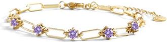 Mint & Lily Paperclip Bracelet with Gemstone Accents in February Amethyst /6.5 at Nordstrom