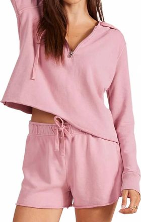 bobi Half Zip Hoodie In Rose