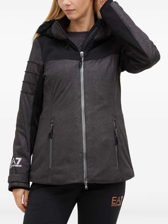 Emporio Armani hooded logo jacket - women - Fabric - S - Black