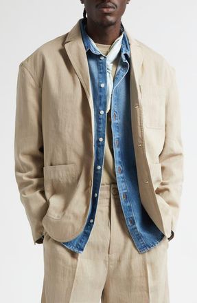 Jacquemus La Vesta Pastro Deconstructed Linen Blend Sport Coat in Beige at Nordstrom, Size 38 Us