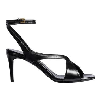 Khaite High Heel Sandals, female, Black, Size: 11 US Liria Ankle Strap Sandal 75