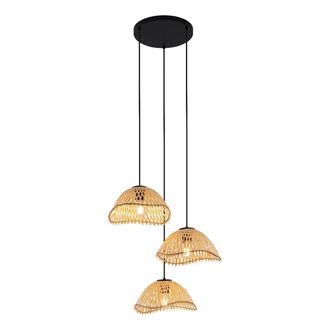 QAZQA Bohemio L&aacute;mpara Colgante Boho Chic Negra Con Bamb&uacute; 3 Luces - Lily Bamb&uacute; /met&aacute;lica Org&aacute;nica Adecuado Para Led Max. 3 X 15 Watt - Qazqa