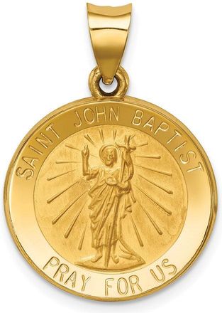 Diamond2Deal 14k Yellow Gold Polished and Satin St John Baptist Medal Hollow Pendant