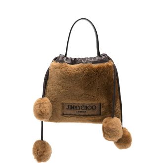 Jimmy Choo London Faux-shearling Drawstring Tote Bag