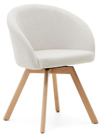 K Home Drehbarer Design Esszimmerstuhl Marvino mit Armlehnen - Chenille Light Beige