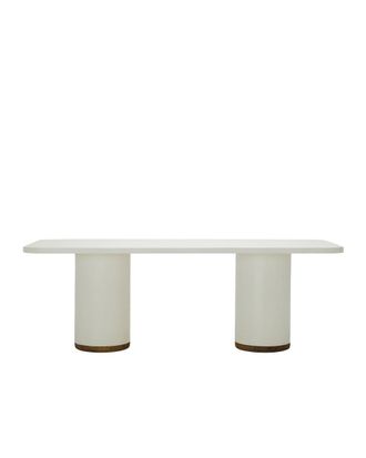 Hannun Mesa de comedor de microcemento en color blanco roto, 180cm