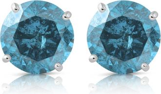 Pompeii3 1 5/8ct Blue Diamond Studs 14K White Gold