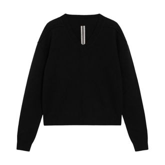 Rick Owens Tommy V Neck Jumper - male - Rick Owens - V-neck Knitwear - Black - XL - Knitwear