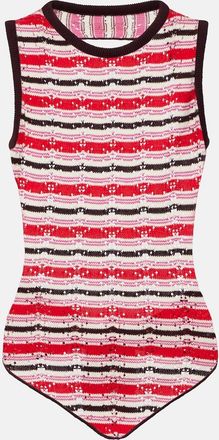 The Attico Top de crochet de algod&oacute;n a rayas