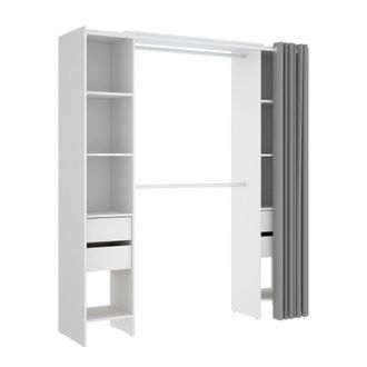 Dmora Dmora - Armario Resegone, Estructura Para Vestidor, Perchero Abierto, 180x50h205 Cm, Blanco Y Gris
