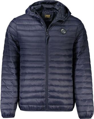 Cavalli Mens Padded Hooded Jacket - Dark Blue Nylon - Size 2XL