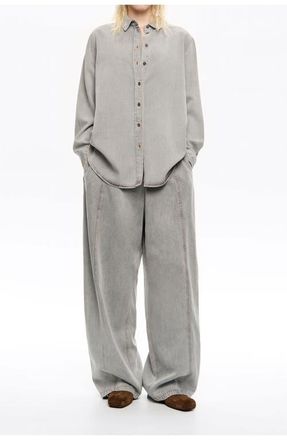 Bimba & Lola Denim Wide Leg Trousers in Grey at Nordstrom, Size X-Small Eu