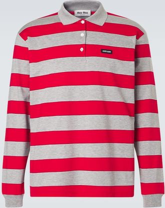 Miu Miu Striped cotton jersey polo shirt