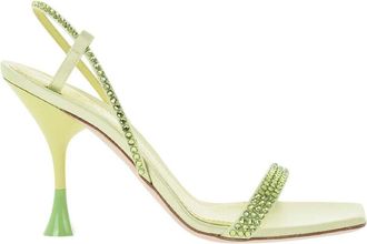 3Juin Green Satin Rhinestone Heels