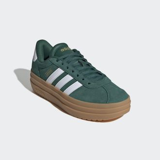 adidas Plateausneaker ADIDAS SPORTSWEAR VL COURT BOLD, Damen, Gr. 38,5, gr&uuml;n (collegiate gr&uuml;n, ftwr wei&szlig;, gold metallic), Leder, Synthetik, Schuhe Plateausne