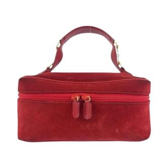 Gucci Pre-owned Suede Horsebit Vanity Handbag - Dames - Pre-owned - Rood - Maat: ONE Size Su&egrave;de