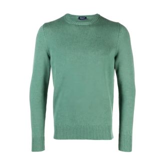 Drumohr Round-neck Knitwear, male, Green, L, Crew Neck Jumper
