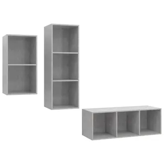 vidaXL Set Mobili Tv 3 Pz Grigio Cemento In Legno Multistrato - Vidaxl