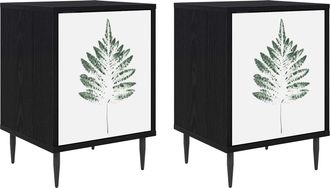 vidaXL Mesa De Noche Hanau 2 Uds. Roble Negro 36 X 33 X 51 Cm Vidaxl