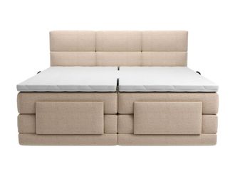 VENTE-UNIQUE.COM Cama continental boxspring poli&eacute;ster beige 2 x 90 x 200 cm