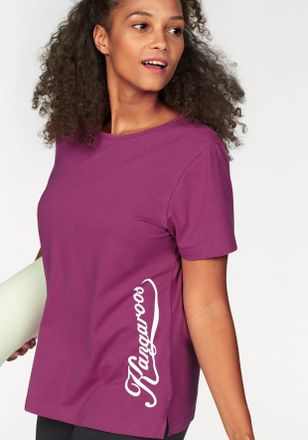 Kangaroos T-Shirt KANGAROOS, Damen, Gr. 40/42, pink (fuchsia), Obermaterial: 95% Baumwolle, 5% Elasthan, unifarben, figurumspielend h&uuml;ftbedeckend, Rundhals, Shi