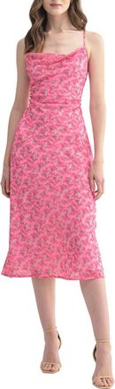 All in Favor Floral Cowl Neck Strappy Back Dress in Fuchsia Floral at Nordstrom, Size X-Large