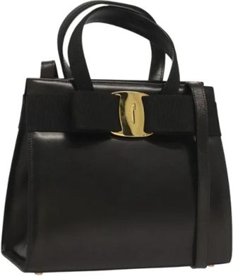 Ferragamo Tweedehands leren handtassen - Dames - Vintage Handtas - Zwart - ONE Size - Leer - Vintage