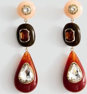 Mango Orecchini ciondoli cristalli oro - Donna - Taglia unica - MANGO