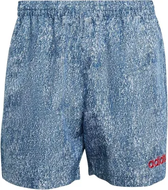 adidas Denim Graphic Shorts White Dark Blue KB2804