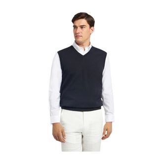 Brooks Brothers Katoenen vest - Heren - Truien - Blauw - Maat: S Katoen