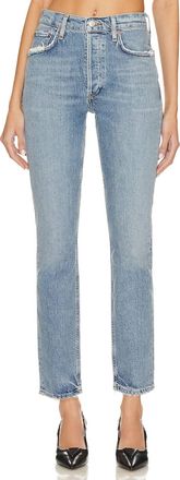 A Gold E Riley Long High Rise Straight Jeans In Quiver