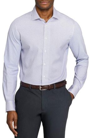 W.R.K Slim Fit Abstract Cross Reworked Button-Up Shirt in White/Pink at Nordstrom, Size 17.5 - R