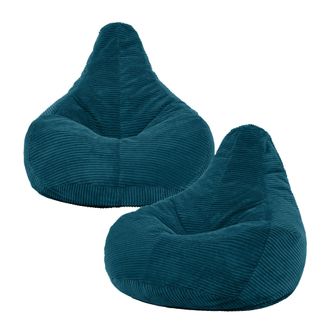 Icon Brand Dalton Cord Adult Bean Bag Chair, Set of 2 in Teal