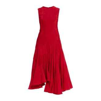 Tory Burch Tory Burch, Midi Dresses, female, Red, Size: S Flared Cotton Silk Dress
