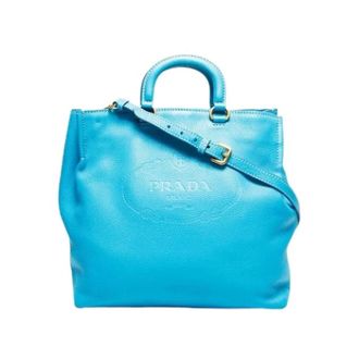 Prada Pre-owned Handbags, female, Blue, Size: ONE SIZE Pre-owned Vintage Leather Handbag