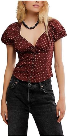 Free People Summer Printed Blouse Womens Clothing Chocolate Combo : LG (Womens 12-14), Cotton