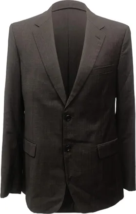 Prada Pre-owned Mens Single-Breasted Blazer in Brown Wool - Mocha - Size IT 50 (Mens)